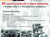 Zapraszamy do Wysokiej na obchody 83.rocznicy wybuchu II wojny światowej