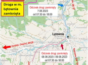 Uwaga korekta informacji - Informacja o zamknięciu drogi powiatowej w Łętowni
