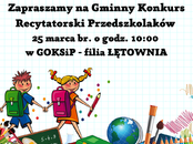 Zaproszenie na Gminny Konkurs Recytatorski Przedszkolaków
